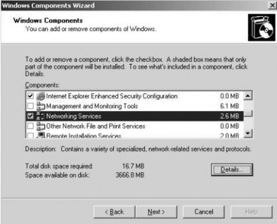 Hình 3 27 Hộp thoai windows components wizard Trong hộp thoại Networking Services nhấn 1