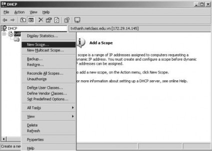 Hình 3 30 Tạo phạm vi địa chỉ cho DHCP cấp phát Hộp thoại New Scope Wizard xuất 4