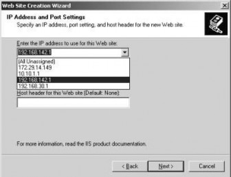Hình 3 96 Chọn địa chỉ IP cho Web site Sau đó ta thực hiện các thao tác chọn 13