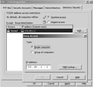 Hình 3 108 Giới hạn truy xuất FTP cho host Authentication Tab Security Account để cho 11