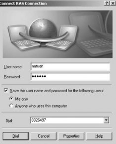 Hình 3 139 Hộp thoại Connect RAS Connection c Kết nối RAS server với Inernet Một 14
