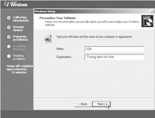 Hình 1 36 Nhập tên người dùng và tên tổ chức Tại hộp thoại Your Product Key 12