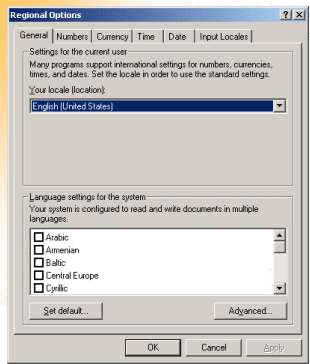 Hình 1 61 Hộp thoại Regional Option Bảng sau đây diễn tả những tab có sẵn cho 1
