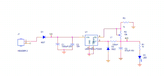 Hình 3 4 Mạch nguồn Dùng IC LM2576 để tạo ra nguồn 3 3V cho mạch và đảm bảo 3