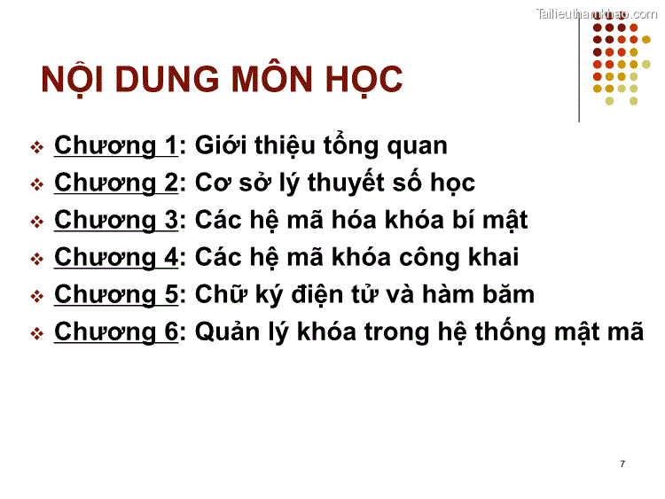  Chương 1 Giới Thiệu Tổng Quan Chương 2 Cơ Sở Lý Thuyết Số