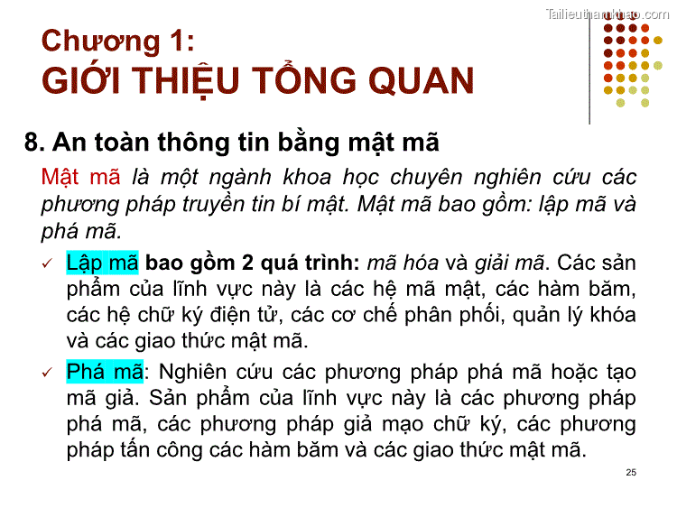 8 An Toàn Thông Tin Bằng Mật Mã Mật Mã Là Một Ngành Khoa Học Chuyên
