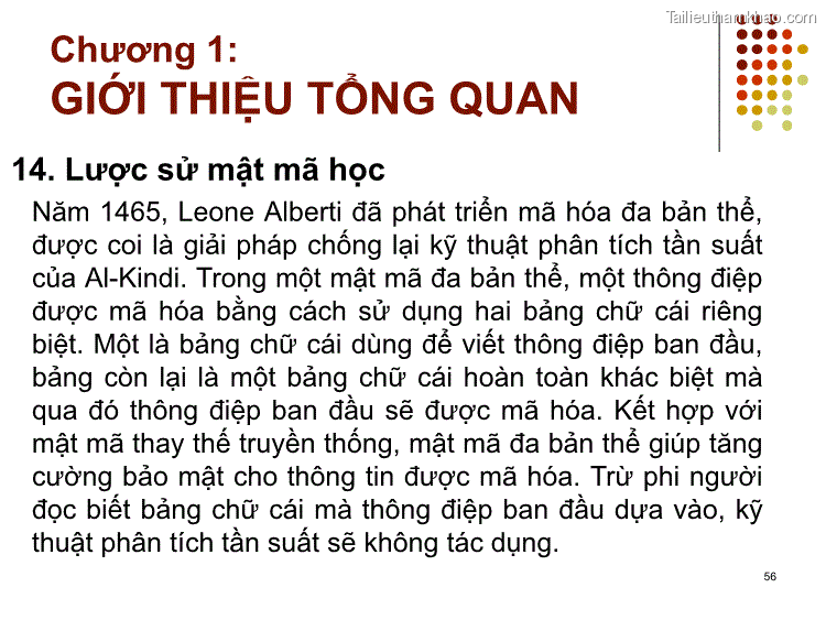 14 Lược Sử Mật Mã Học Năm 1465 Leone Alberti Đã Phát Triển Mã Hóa