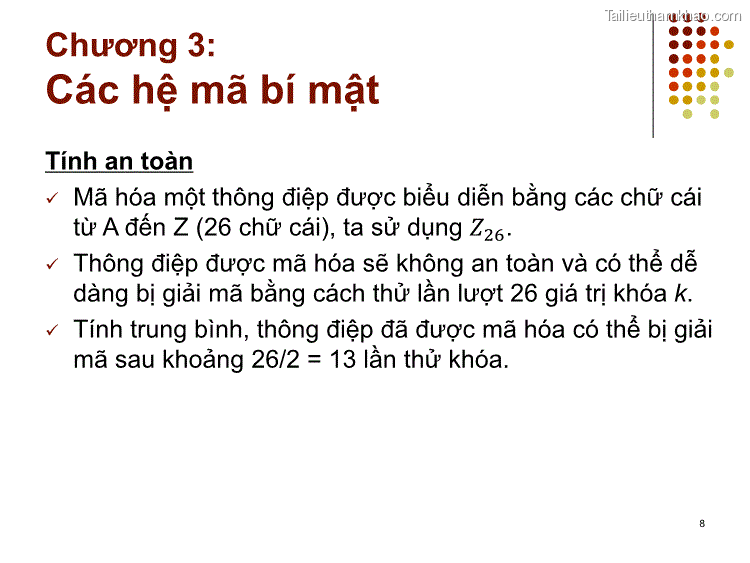Tính An Toàn Mã Hóa Một Thông Điệp Được Biểu Diễn Bằng Các