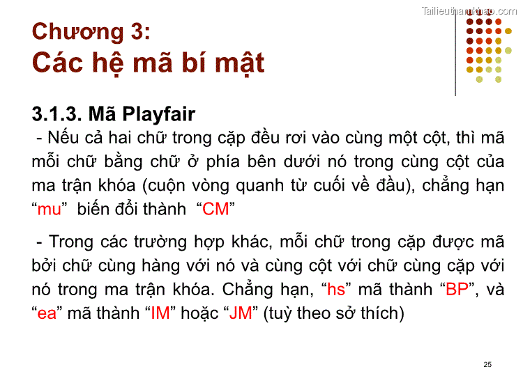 3 1 3 Mã Playfair Nếu Cả Hai Chữ Trong Cặp Đều Rơi Vào Cùng Một
