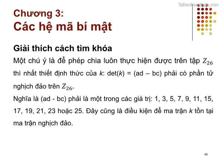 Giải Thích Cách Tìm Khóa Một Chú Ý Là Để Phép Chia Luôn Thực Hiện
