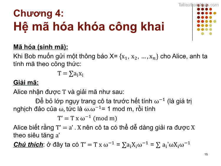 Mã Hóa Sinh Mã Khi Bob Muốn Gửi Một Thông Báo X X1 X2 … X𝑛 Cho Alice
