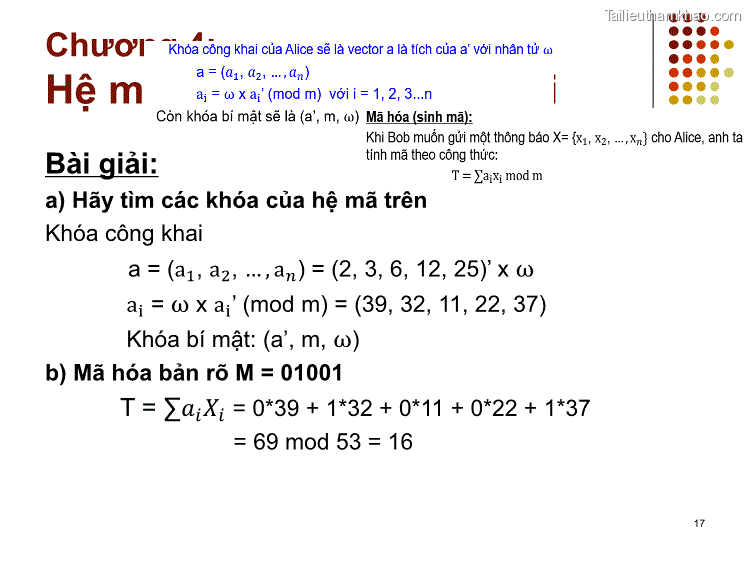 Ng 4 Ã Hóa Khóa Công Kha Chươ Hệ M I Bài Giải A Hãy Tìm Các Khóa Của