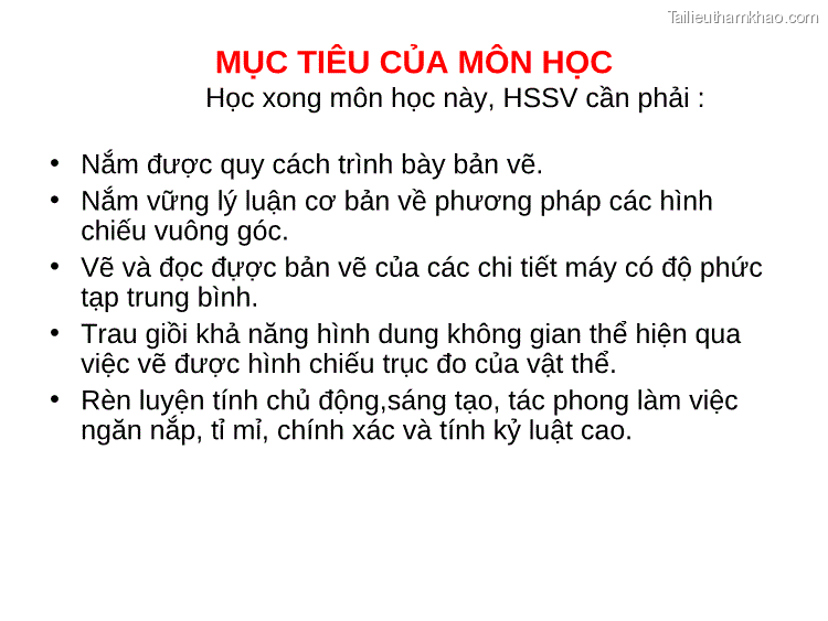 Mục Tiêu Của Môn Học Học Xong Môn Học Này Hssv Cần Phải • Nắm