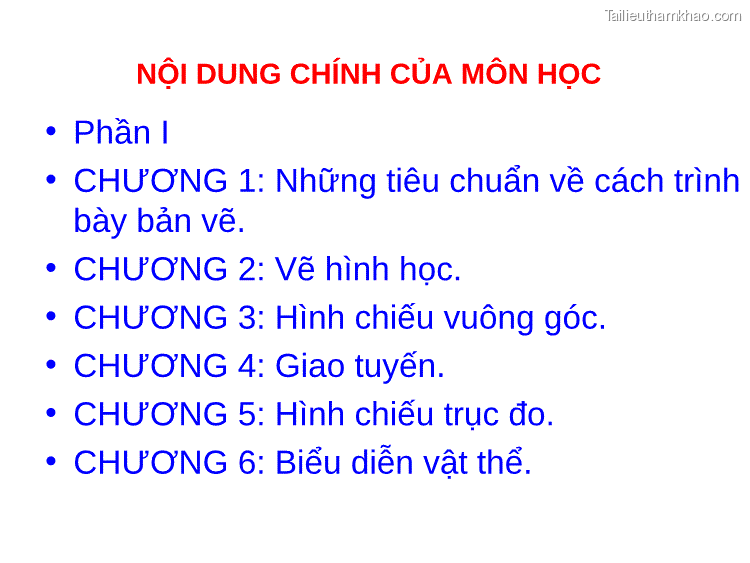 Nội Dung Chính Của Môn Học • Phần I • Chương 1 Những Tiêu Chuẩn