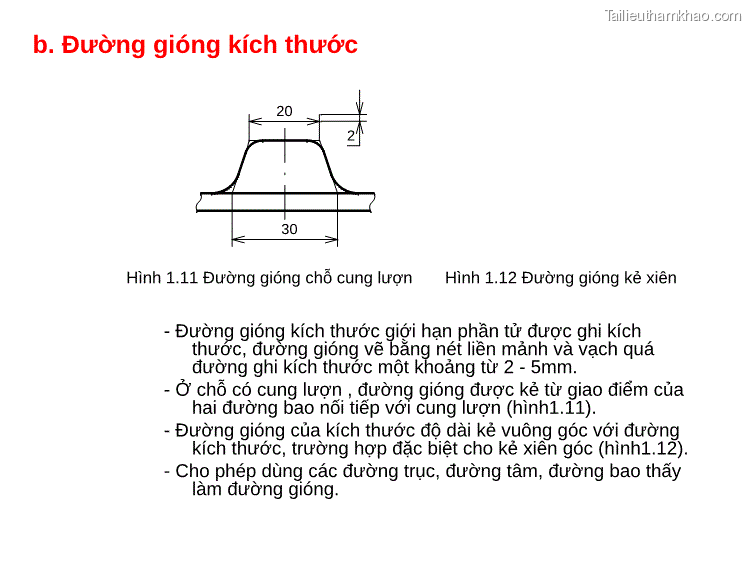B Đường Gióng Kích Thước 20 2 30 Hình 1 11 Đường Gióng Chỗ Cung