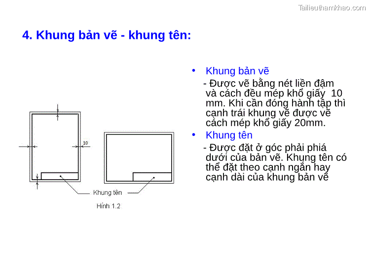 4 Khung Bản Vẽ Khung Tên • Khung Bản Vẽ Được Vẽ Bằng Nét Liền