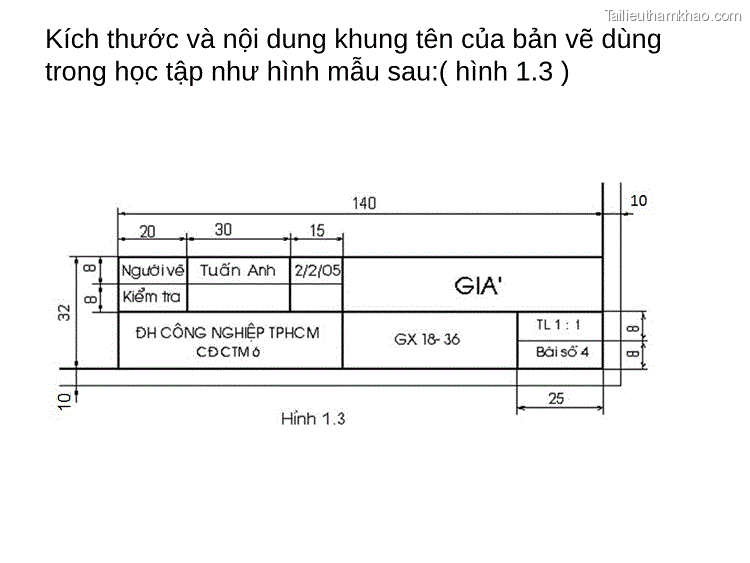 Kích Thước Và Nội Dung Khung Tên Của Bản Vẽ Dùng Trong Học Tập