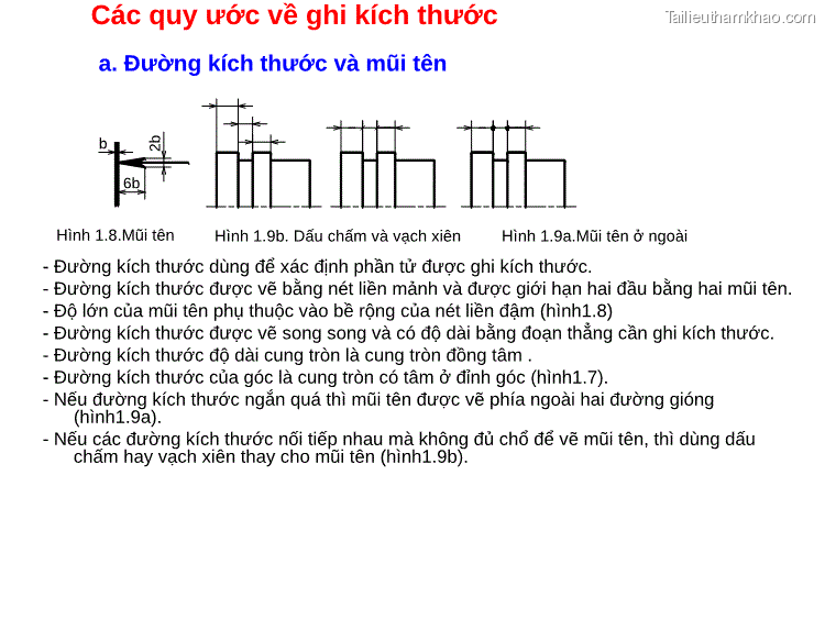 Các Quy Ước Về Ghi Kích Thước 2B A Đường Kích Thước Và Mũi Tên B