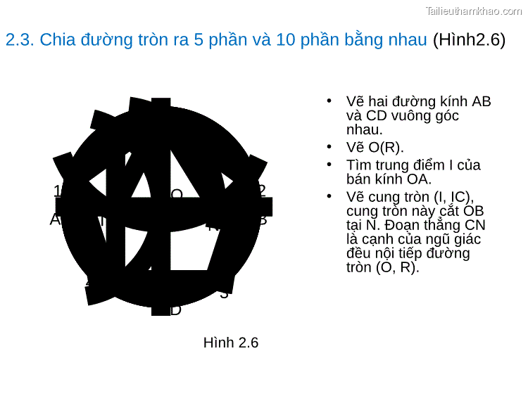 2 3 Chia Đường Tròn Ra 5 Phần Và 10 Phần Bằng Nhau Hình2 6 1 A O I N 2 B