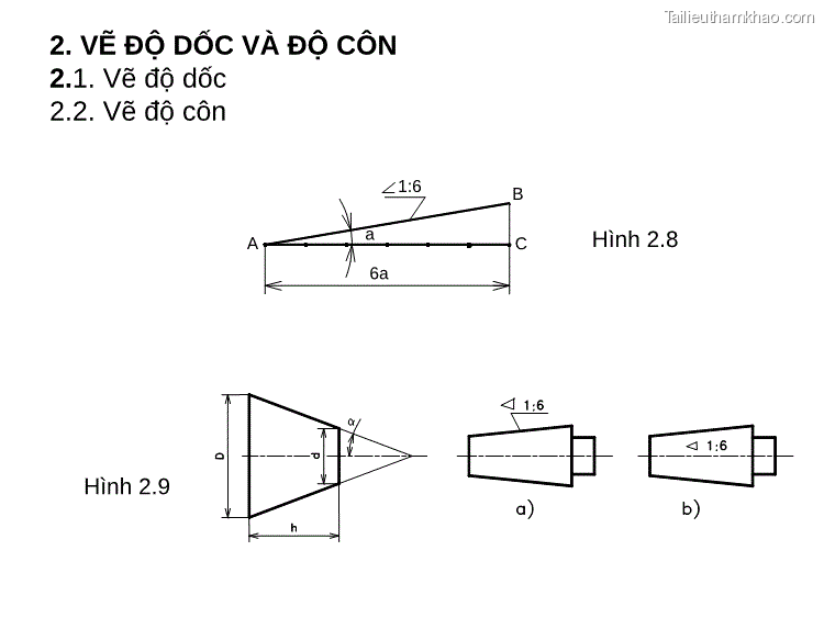 2 Vẽ Độ Dốc Và Độ Côn 2 1 Vẽ Độ Dốc 2 2 Vẽ Độ Côn 1 6 A A B