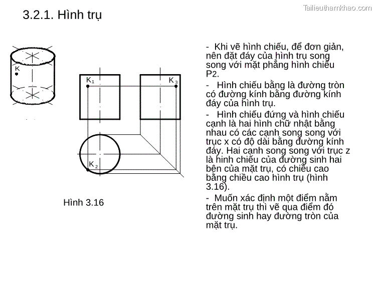 3 2 1 Hình Trụ K Hình 3 16 Khi Vẽ Hình Chiếu Để Đơn Giản Nên Đặt