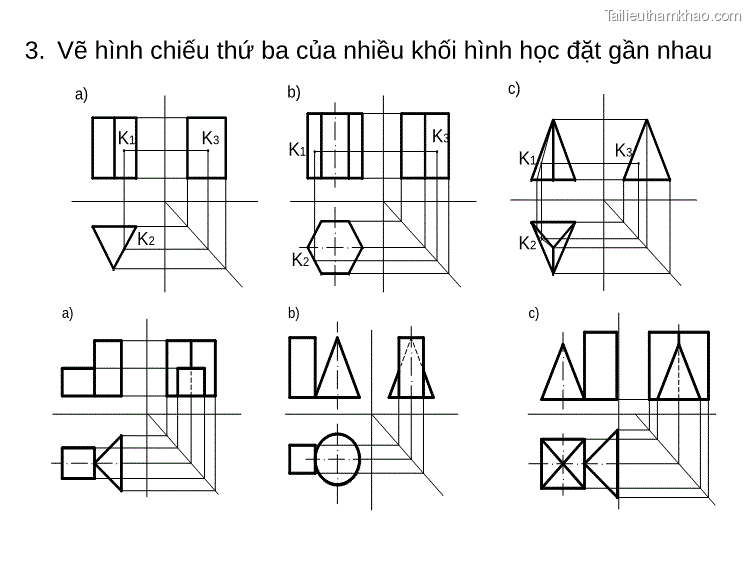 3 Vẽ Hình Chiếu Thứ Ba Của Nhiều Khối Hình Học Đặt Gần Nhau K1