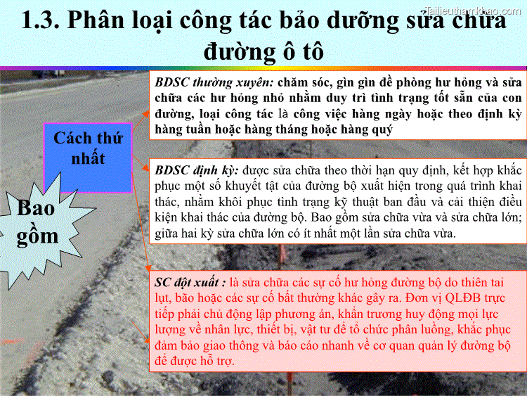 1 3 Phân Loại Công Tác Bảo Dưỡng Sửa Chữa Đường Ô Tô Bdsc