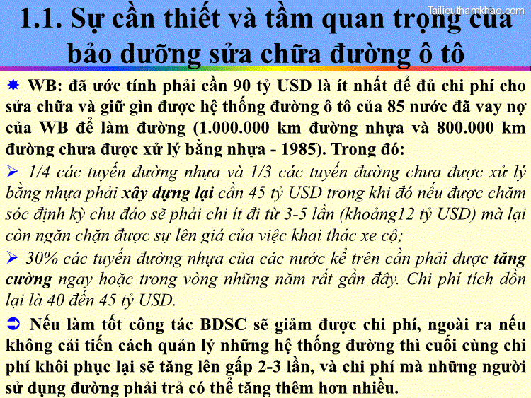 1 1 Sự Cần Thiết Và Tầm Quan Trọng Của Bảo Dưỡng Sửa Chữa