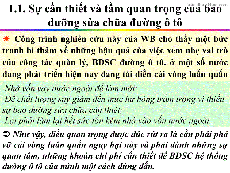 1 1 Sự Cần Thiết Và Tầm Quan Trọng Của Bảo Dưỡng Sửa Chữa