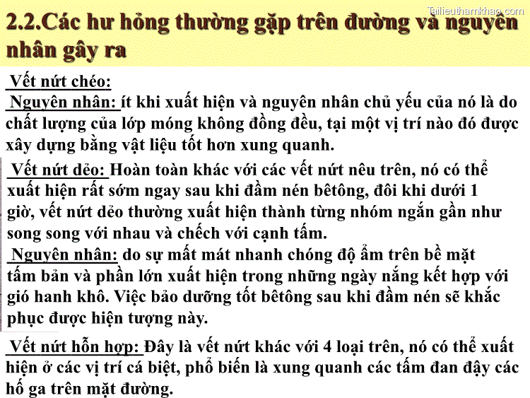 2 2 Các Hư Hỏng Thường Gặp Trên Đường Và Nguyên Nhân Gây Ra Vết