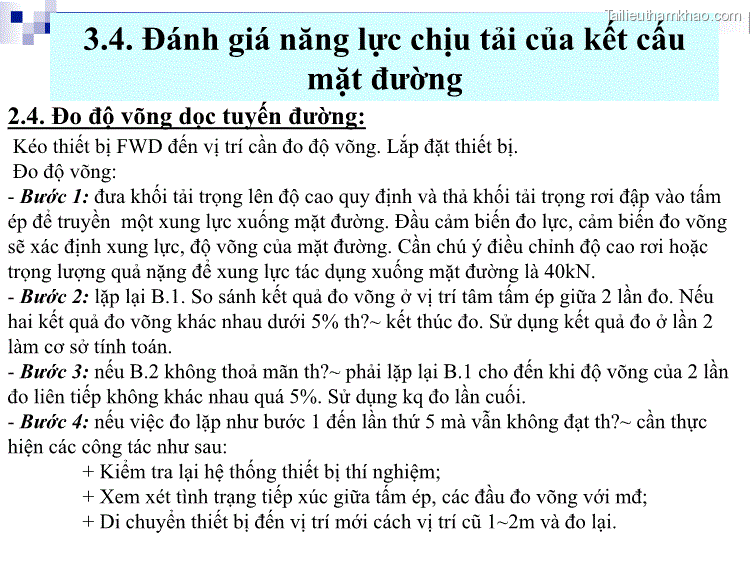 2 4 Đo Độ Vòng Dọc Tuyến Đường Kéo Thiết Bị Fwd Đến Vị Trí
