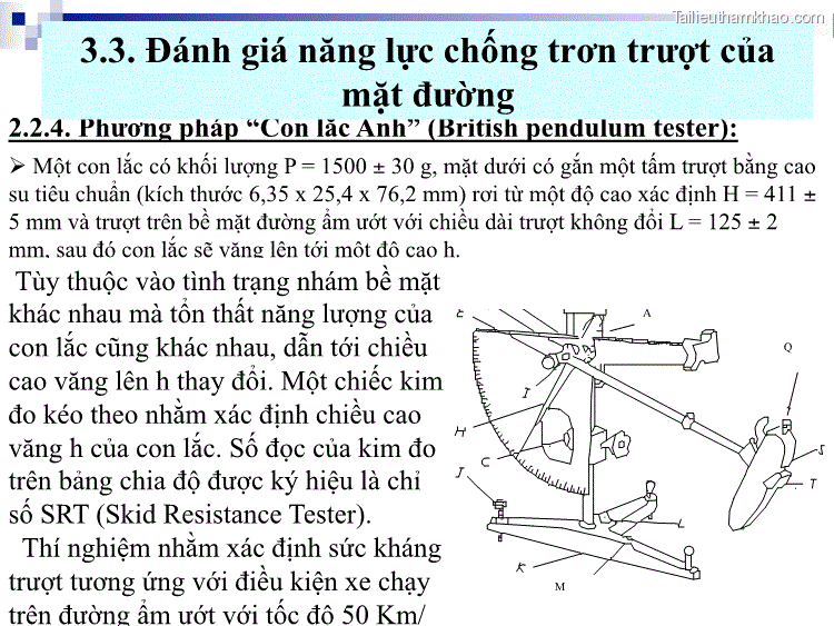 2 2 4 Phương Pháp Con Lắc Anh British Pendulum Tester  Một Con Lắc Có