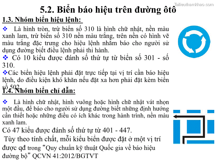 1 3 Nhóm Biển Hiệu Lệnh  Là Hình Tròn Trừ Biển Số 310 Là Hình