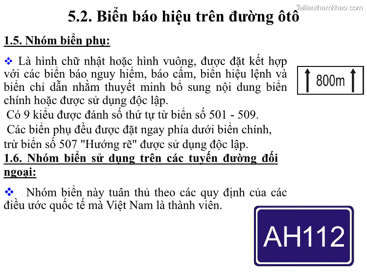1 5 Nhóm Biển Phụ  Là Hình Chữ Nhật Hoặc Hình Vuông Được Đặt