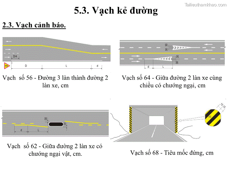 2 3 Vạch Cảnh Báo Vạch Số 56 Đường 3 Làn Thành Đường 2 Làn Xe Cm