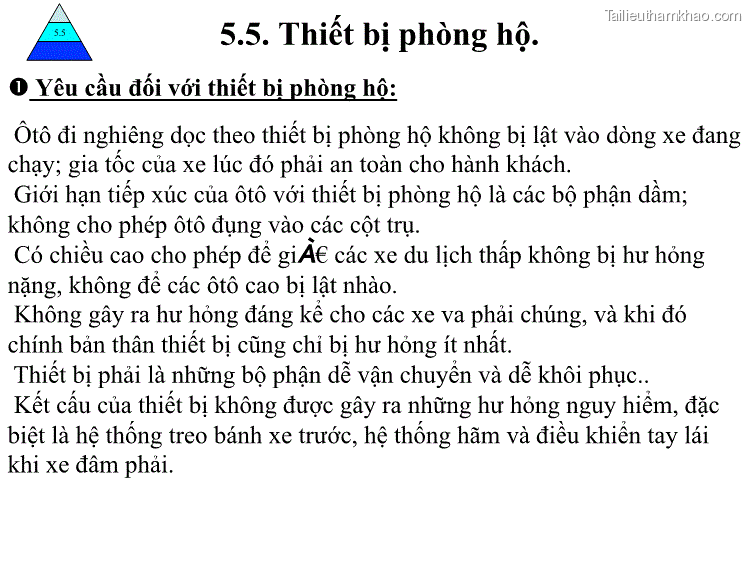  Yêu Cầu Đối Với Thiết Bị Phòng Hộ Ôtô Đi Nghiêng Dọc Theo