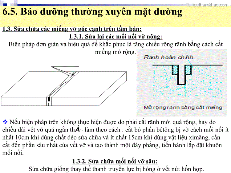 6 5 Bảo Dưỡng Thường Xuyên Mặt Đường 1 3 Sửa Chữa Các Miếng