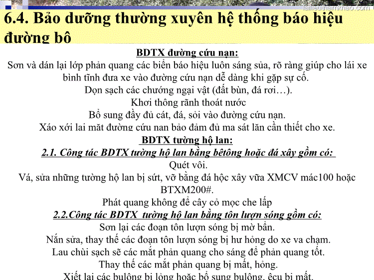 6 4 Bảo Dưỡng Thường Xuyên Hệ Thống Báo Hiệu Đường Bộ Bdtx