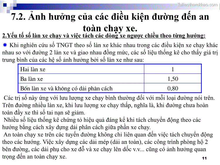 2 Yếu Tố Số Làn Xe Chạy Và Việc Tách Các Dòng Xe Ngược Chiều Theo