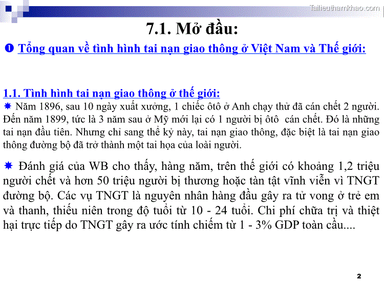  Tổng Quan Về Tình Hình Tai Nạn Giao Thông Ở Việt Nam Và Thế