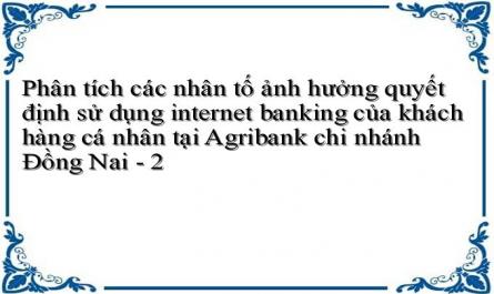 Phân tích các nhân tố ảnh hưởng quyết định sử dụng internet banking của khách hàng cá nhân tại Agribank chi nhánh Đồng Nai - 2