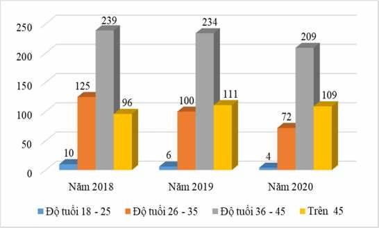 Biểu đồ 2 4 Cơ cấu lao động theo độ tuổi giai đoạn 2018 – 2020  Cơ cấu 4