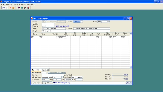 Kết thúc kế toán nhấn Chấp nhận để lưu và nhấn Esc để trở về màn 1