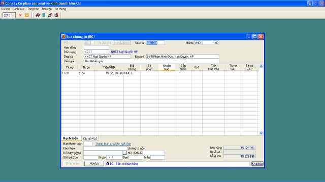 Sau khi nhập xong kế toán chọn Chấp nhận để lưu và nhấn Esc để quay 1