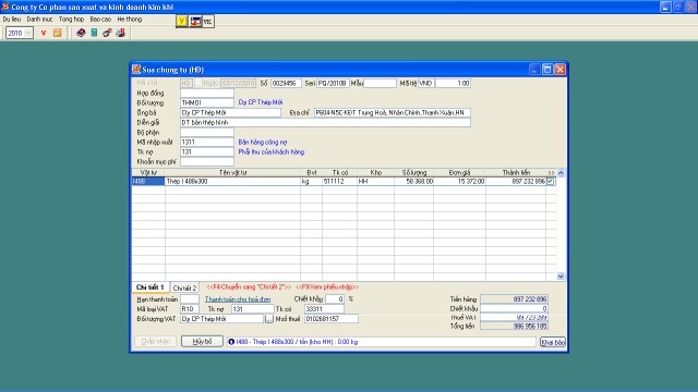 Kế toán định khoản Nợ TK 131 986 956 185 Có TK 511112 897 232 896 Có TK 33311 3