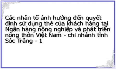 Các nhân tố ảnh hưởng đến quyết định sử dụng thẻ của khách hàng tại Ngân hàng nông nghiệp và phát triển nông thôn Việt Nam - chi nhánh tỉnh Sóc Trăng - 1