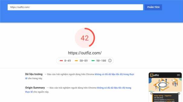 Hình 6 Tốc độ tải trang của website outfiz com đối với thiết bị di động 3