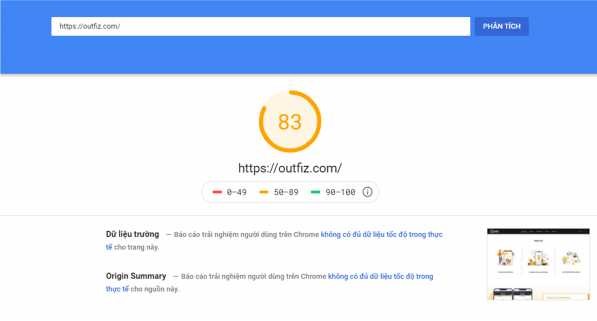 Hình 7 Tốc độ tải trang của website outfiz com đối với máy tính để bàn 4