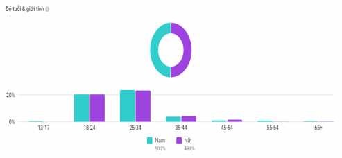 Biểu đồ 2 Tỷ lệ độ tuổi tuổi và giới tính của khách hàng tương tác 3