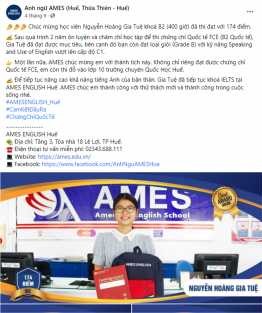 Hình 2 9 Nội dung bài đăng vinh danh học viên xuất sắc vượt qua kì thi B2 Để 6